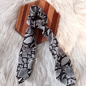 Western Snakeskin Print Ribbon Scarf Scrunchie